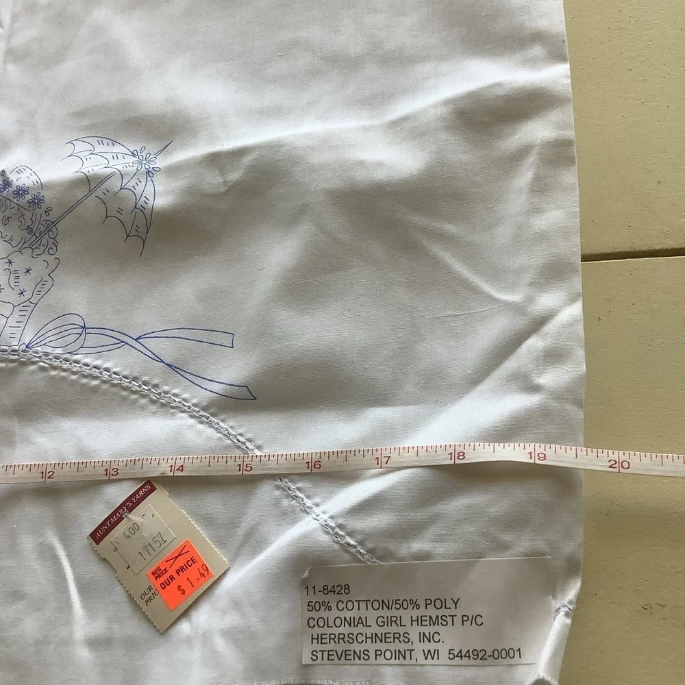 Two Sets Vintage White Embroidery Stamped Pillow Cases